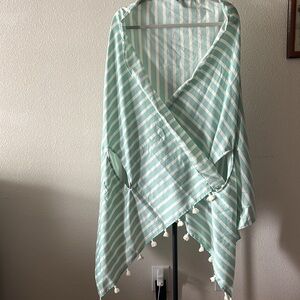 JCREW green and white wrap scarf